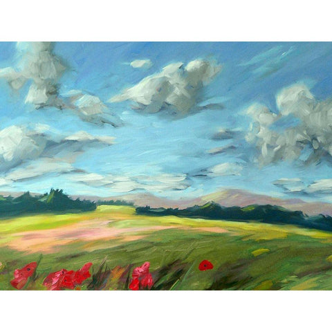 Scarlet Meadow green White Modern Wood Framed Art Print by Wentzell, Kristina