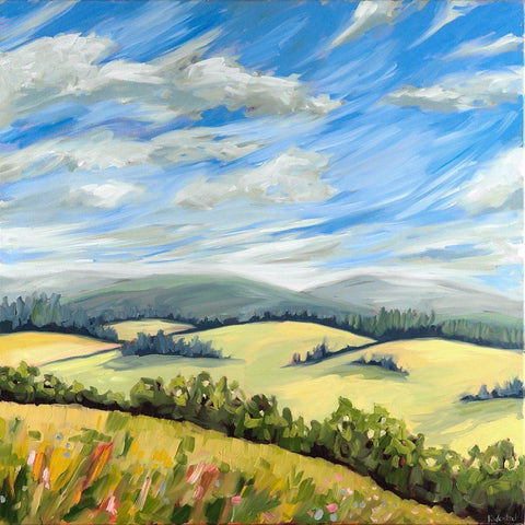 Wildeflower meadow White Modern Wood Framed Art Print by Wentzell, Kristina