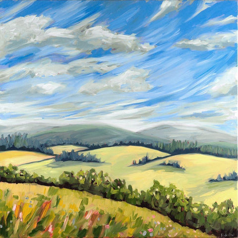 Wildeflower meadow White Modern Wood Framed Art Print with Double Matting by Wentzell, Kristina