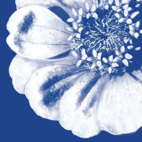 Flower Pop blue II White Modern Wood Framed Art Print with Double Matting by Cusson, Marie Elaine