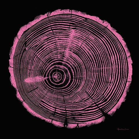 Tree Trunk pink on black Black Modern Wood Framed Art Print with Double Matting by Cusson, Marie Elaine