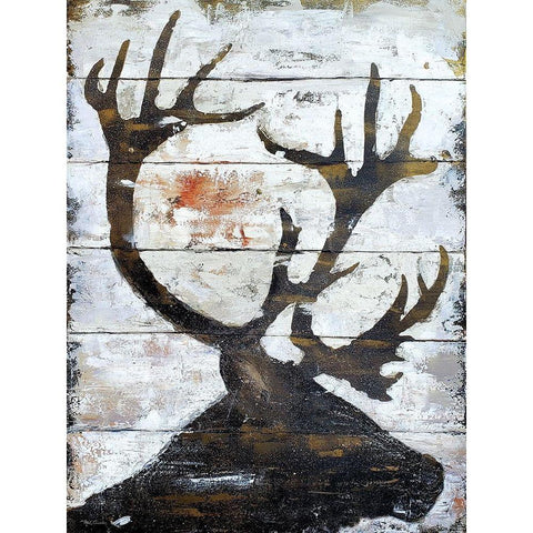 Wild Caribou portrait Black Modern Wood Framed Art Print by Cusson, Marie Elaine