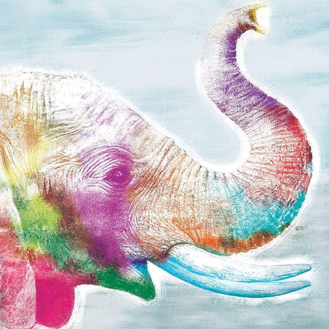 Colorful Elephant Black Modern Wood Framed Art Print with Double Matting by Cusson, Marie Elaine