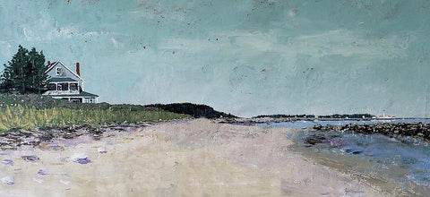 Metis Beach I White Modern Wood Framed Art Print with Double Matting by Cusson, Marie Elaine