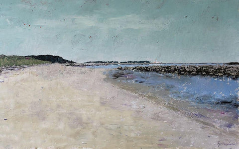 Metis Beach II White Modern Wood Framed Art Print with Double Matting by Cusson, Marie Elaine