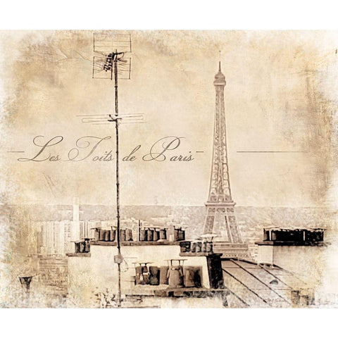 Les Toits De Paris Black Modern Wood Framed Art Print with Double Matting by Cusson, Marie Elaine
