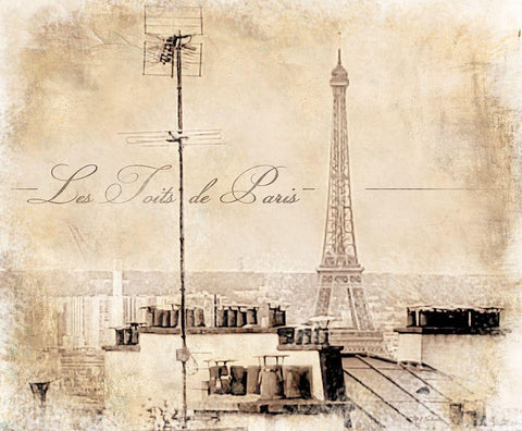 Les Toits De Paris White Modern Wood Framed Art Print with Double Matting by Cusson, Marie Elaine