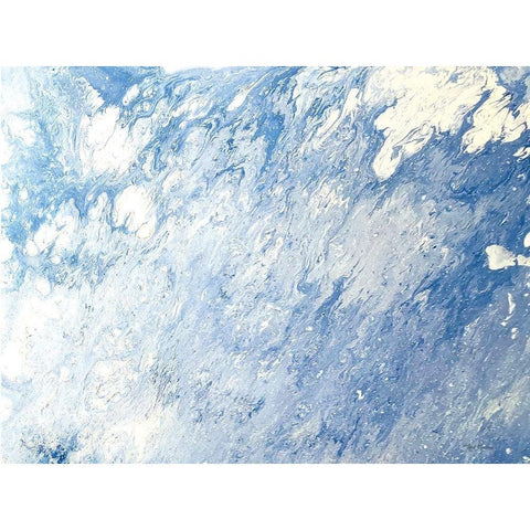 Earth Blues Abstract landscape White Modern Wood Framed Art Print by Cusson, Marie Elaine