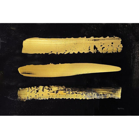 Golden Stripes I Gold Ornate Wood Framed Art Print with Double Matting by Cusson, Marie Elaine