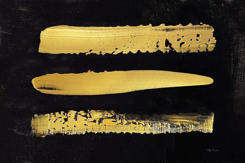Golden Stripes I White Modern Wood Framed Art Print with Double Matting by Cusson, Marie Elaine