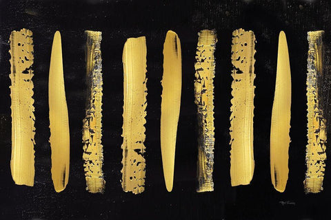 Golden Stripes II White Modern Wood Framed Art Print with Double Matting by Cusson, Marie Elaine