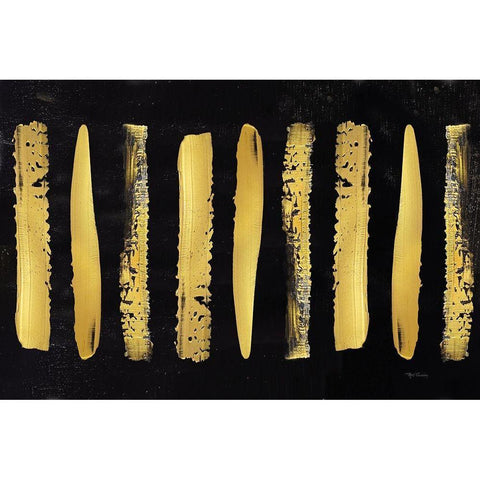 Golden Stripes II Black Modern Wood Framed Art Print by Cusson, Marie Elaine