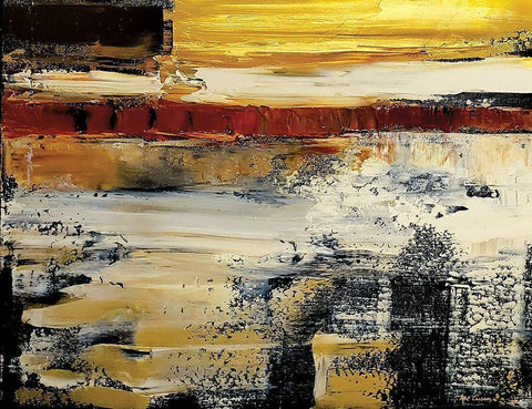 Modern Abstract II landscape White Modern Wood Framed Art Print with Double Matting by Cusson, Marie Elaine