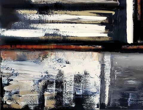 Modern Abstract IV landscape White Modern Wood Framed Art Print with Double Matting by Cusson, Marie Elaine