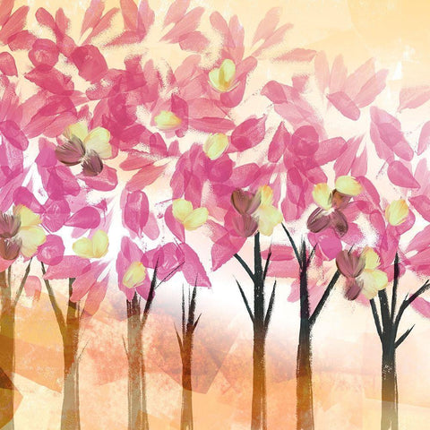 Pink Trees Black Modern Wood Framed Art Print by Northern Lights
