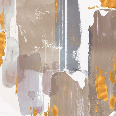 Icescape Abstract Grey Gold I Gold Ornate Wood Framed Art Print with Double Matting by Northern Lights
