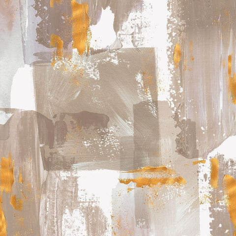 Icescape Abstract Grey Gold II White Modern Wood Framed Art Print with Double Matting by Northern Lights
