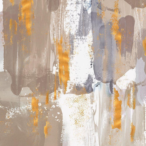 Icescape Abstract Grey Gold III Gold Ornate Wood Framed Art Print with Double Matting by Northern Lights