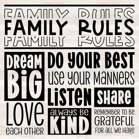 Family Rules I Black Modern Wood Framed Art Print with Double Matting by Reed, Tara