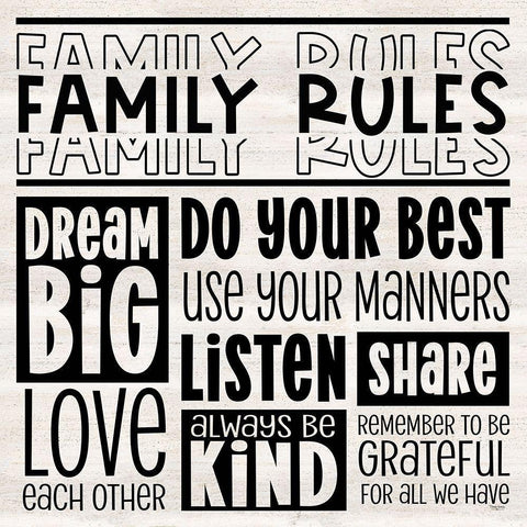 Family Rules I White Modern Wood Framed Art Print with Double Matting by Reed, Tara