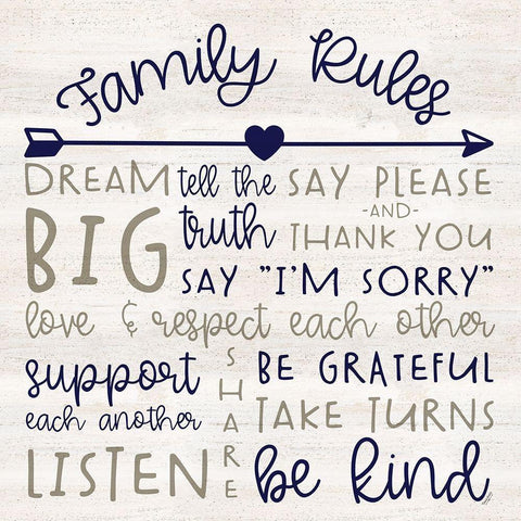 Family Rules III farmhouse White Modern Wood Framed Art Print by Reed, Tara