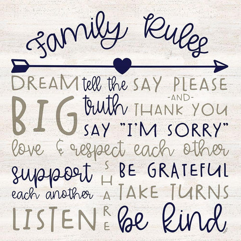 Family Rules III farmhouse White Modern Wood Framed Art Print with Double Matting by Reed, Tara