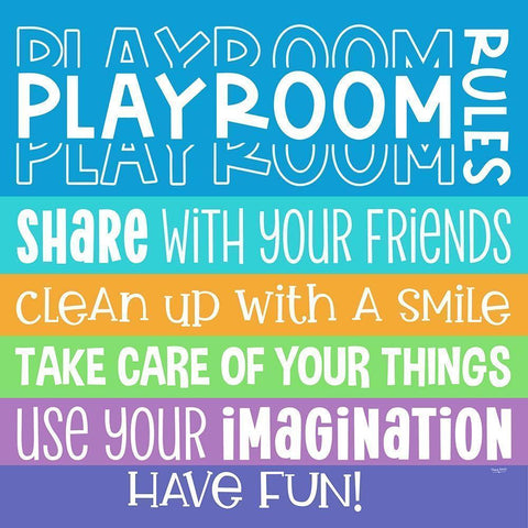 Playroom Rules I Black Modern Wood Framed Art Print with Double Matting by Reed, Tara