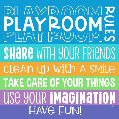 Playroom Rules I White Modern Wood Framed Art Print with Double Matting by Reed, Tara