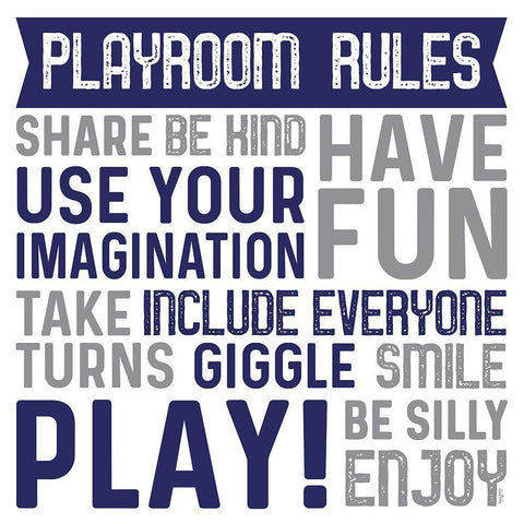 Playroom Rules II Gold Ornate Wood Framed Art Print with Double Matting by Reed, Tara