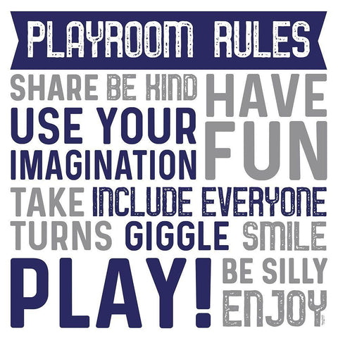 Playroom Rules II White Modern Wood Framed Art Print with Double Matting by Reed, Tara