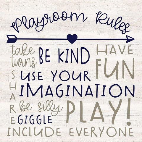 Playroom Rules III White Modern Wood Framed Art Print by Reed, Tara