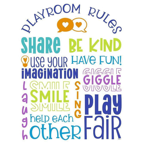 Playroom Rules portrait White Modern Wood Framed Art Print by Reed, Tara