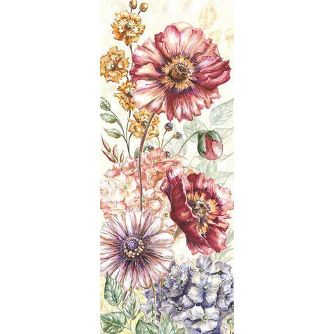 Wildflower Medley panel cream I Gold Ornate Wood Framed Art Print with Double Matting by Tre Sorelle Studios