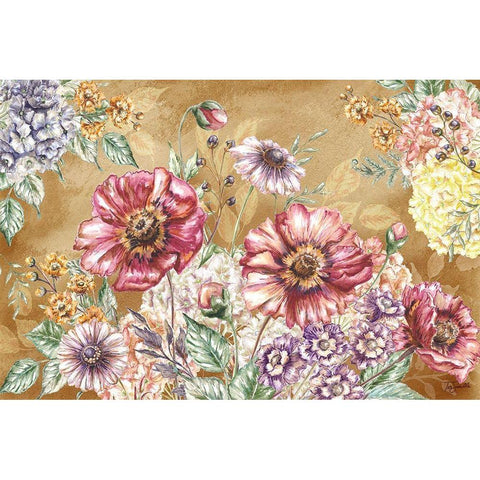 Wildflower Medley Landscape on rust Gold Ornate Wood Framed Art Print with Double Matting by Tre Sorelle Studios