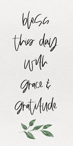 Inspirational Life panel III-Bless this Day White Modern Wood Framed Art Print with Double Matting by HM Design