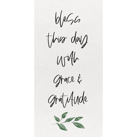 Inspirational Life panel III-Bless this Day Black Modern Wood Framed Art Print by HM Design