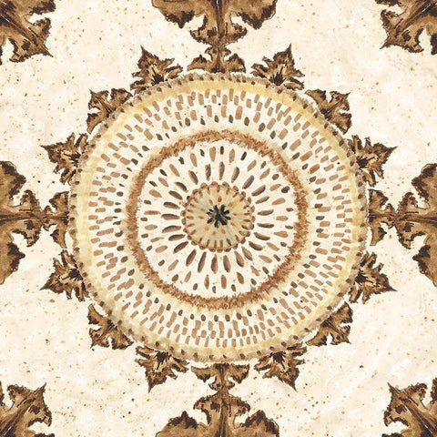 Warm Tribal Texture Medallion I White Modern Wood Framed Art Print by Tre Sorelle Studios