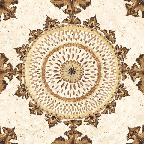 Warm Tribal Texture Medallion I Gold Ornate Wood Framed Art Print with Double Matting by Tre Sorelle Studios