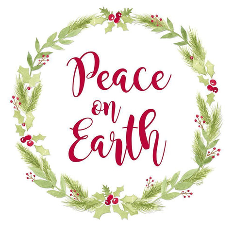 Joyful Christmas-Peace on Earth White Modern Wood Framed Art Print with Double Matting by Reed, Tara