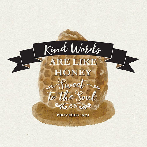 Bee Hive Sentiment II-Kind Words White Modern Wood Framed Art Print by Bannarot