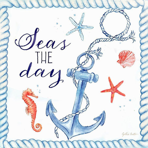 Nautical Sea Life III-Anchor White Modern Wood Framed Art Print by Coulter, Cynthia