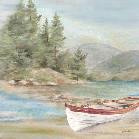 Woodland Reflections VI-Rowboat White Modern Wood Framed Art Print by Coulter, Cynthia