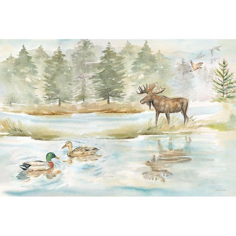 Woodland Reflections landscape II Gold Ornate Wood Framed Art Print with Double Matting by Coulter, Cynthia