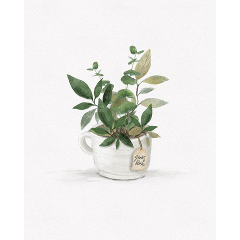 Botanical Mug I White Modern Wood Framed Art Print by HM Design