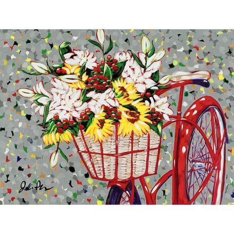 Bicycle Bouquet White Modern Wood Framed Art Print by Augustine, Jodi