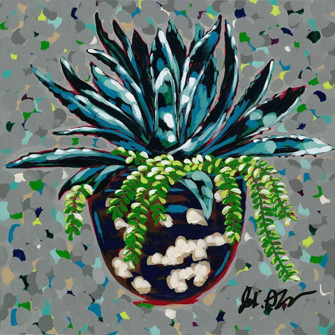 Succulent Pot II Gold Ornate Wood Framed Art Print with Double Matting by Augustine, Jodi