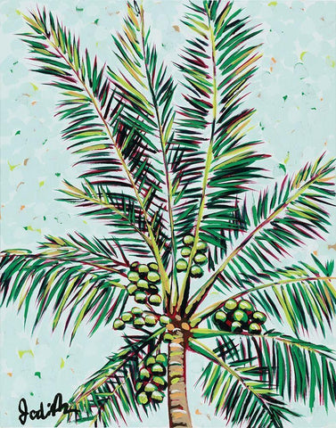 Palmtop I White Modern Wood Framed Art Print with Double Matting by Augustine, Jodi