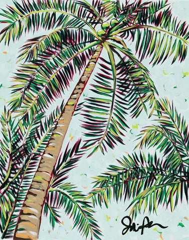 Palmtop II White Modern Wood Framed Art Print with Double Matting by Augustine, Jodi