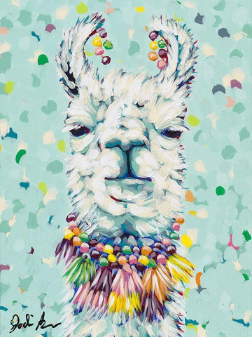 Drama Llama I White Modern Wood Framed Art Print with Double Matting by Augustine, Jodi