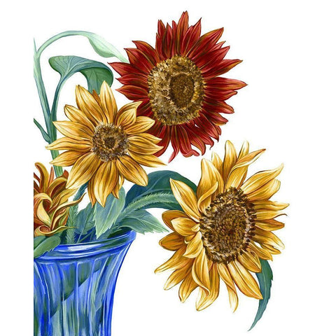 China Sunflowers I White Modern Wood Framed Art Print by Wilson, Kelsey